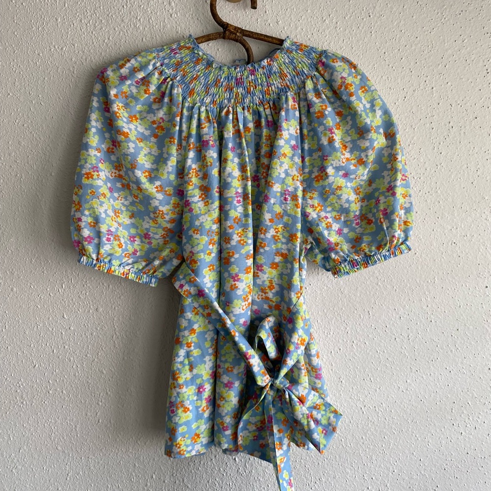 Roller Rabbit Silk-blend Marine Ainsley Floral Blouse